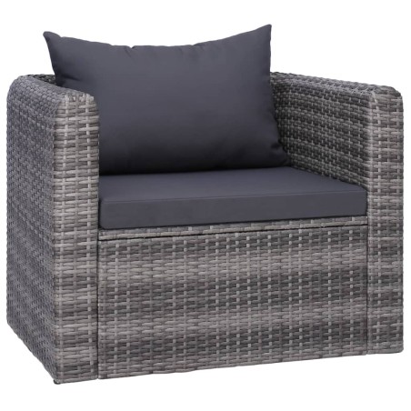 vidaXL Gartenstuhl mit Polster und Kissen Poly Rattan Grau
