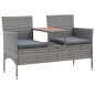 vidaXL 2-Sitzer-Gartenbank mit Teetisch 143 cm Poly Rattan Grau vidaXL 2-Sitzer-Gartenbank mit Teetisch 143 cm Poly Rattan Grau