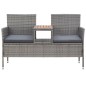 vidaXL 2-Sitzer-Gartenbank mit Teetisch 143 cm Poly Rattan Grau vidaXL 2-Sitzer-Gartenbank mit Teetisch 143 cm Poly Rattan Grau