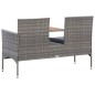 vidaXL 2-Sitzer-Gartenbank mit Teetisch 143 cm Poly Rattan Grau vidaXL 2-Sitzer-Gartenbank mit Teetisch 143 cm Poly Rattan Grau