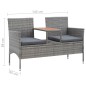 vidaXL 2-Sitzer-Gartenbank mit Teetisch 143 cm Poly Rattan Grau vidaXL 2-Sitzer-Gartenbank mit Teetisch 143 cm Poly Rattan Grau