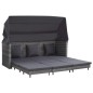vidaXL Ausziehbares 3-Sitzer-Schlafsofa mit Dach Poly Rattan Grau vidaXL Ausziehbares 3-Sitzer-Schlafsofa mit Dach Poly Rattan Grau