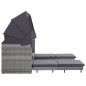 vidaXL Ausziehbares 3-Sitzer-Schlafsofa mit Dach Poly Rattan Grau vidaXL Ausziehbares 3-Sitzer-Schlafsofa mit Dach Poly Rattan Grau