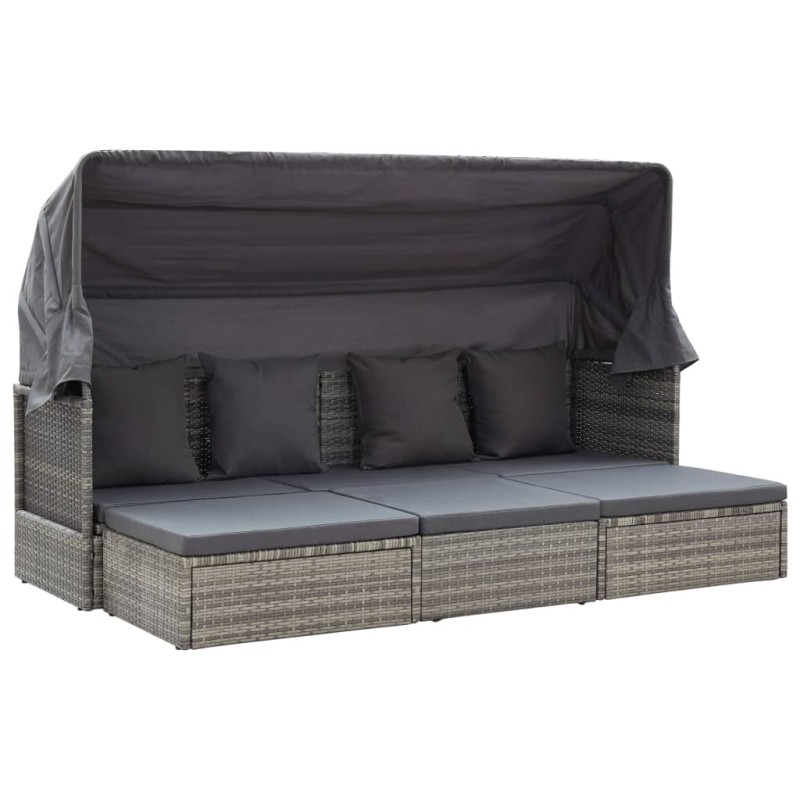 vidaXL Garten-Sonneninsel mit Dach Grautöne Poly Rattan vidaXL Garten-Sonneninsel mit Dach Grautöne Poly Rattan