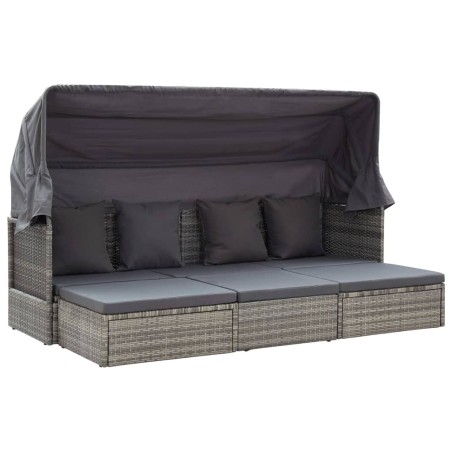 vidaXL Garten-Sonneninsel mit Dach Grautöne Poly Rattan