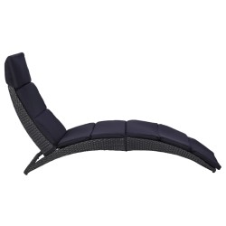 vidaXL Sonnenliege mit Auflage Poly Rattan Schwarz