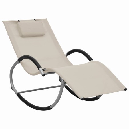 vidaXL Sonnenliege mit Auflage Creme Textilene