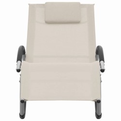 vidaXL Sonnenliege mit Auflage Creme Textilene