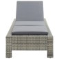 vidaXL Sonnenliege mit Auflage Grau Poly Rattan vidaXL Sonnenliege mit Auflage Grau Poly Rattan