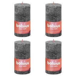 Bolsius Rustikale Stumpenkerzen Shine 4 Stk. 130x68 mm Sturmgrau