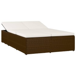 vidaXL Sonnenliege mit Auflage Poly Rattan Braun