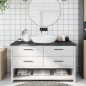 Waschtischplatte Dunkelgrau 140x60x4 cm Massivholz Behandelt Waschtischplatte Dunkelgrau 140x60x4 cm Massivholz Behandelt