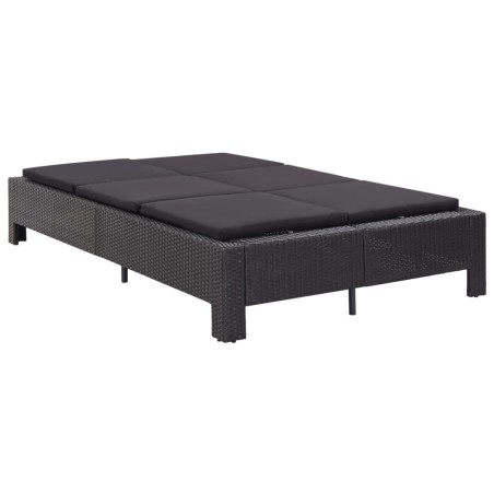 vidaXL 2-Personen-Sonnenliege mit Auflage Schwarz Poly Rattan