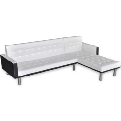 vidaXL Ecksofa mit Schlaffunktion Kunstleder Weiß 