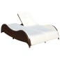 vidaXL Doppel-Sonnenliege mit Auflage Poly Rattan Braun vidaXL Doppel-Sonnenliege mit Auflage Poly Rattan Braun