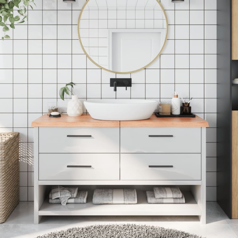 Waschtischplatte Hellbraun 140x50x4 cm Massivholz Behandelt Waschtischplatte Hellbraun 140x50x4 cm Massivholz Behandelt