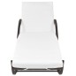 vidaXL Sonnenliege mit Auflage & Tisch Poly Rattan Braun