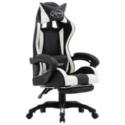 vidaXL Gaming-Stuhl mit Fußstütze Weiß und Schwarz Kunstleder 