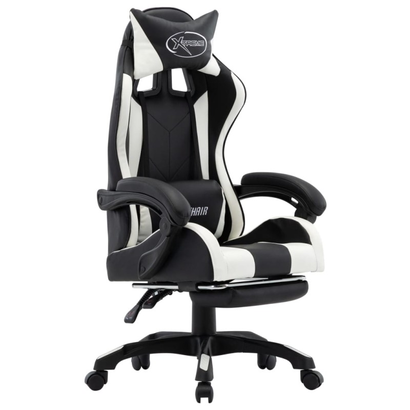 vidaXL Gaming-Stuhl mit Fußstütze Weiß und Schwarz Kunstleder vidaXL Gaming-Stuhl mit Fußstütze Weiß und Schwarz Kunstleder