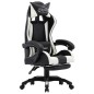 vidaXL Gaming-Stuhl mit Fußstütze Weiß und Schwarz Kunstleder vidaXL Gaming-Stuhl mit Fußstütze Weiß und Schwarz Kunstleder