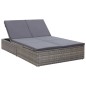vidaXL Doppel-Sonnenliege mit Auflage Poly Rattan Grau vidaXL Doppel-Sonnenliege mit Auflage Poly Rattan Grau