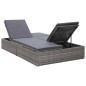 vidaXL Doppel-Sonnenliege mit Auflage Poly Rattan Grau vidaXL Doppel-Sonnenliege mit Auflage Poly Rattan Grau