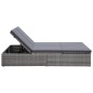 vidaXL Doppel-Sonnenliege mit Auflage Poly Rattan Grau vidaXL Doppel-Sonnenliege mit Auflage Poly Rattan Grau