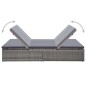 vidaXL Doppel-Sonnenliege mit Auflage Poly Rattan Grau vidaXL Doppel-Sonnenliege mit Auflage Poly Rattan Grau
