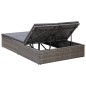 vidaXL Doppel-Sonnenliege mit Auflage Poly Rattan Grau vidaXL Doppel-Sonnenliege mit Auflage Poly Rattan Grau
