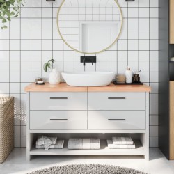 Waschtischplatte Hellbraun 140x30x6 cm Massivholz Behandelt