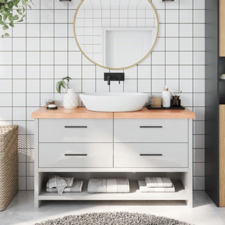Waschtischplatte Hellbraun 140x30x6 cm Massivholz Behandelt