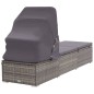 vidaXL Sonnenliege mit Sonnenschutz und Auflagen Poly Rattan Grau vidaXL Sonnenliege mit Sonnenschutz und Auflagen Poly Rattan Grau