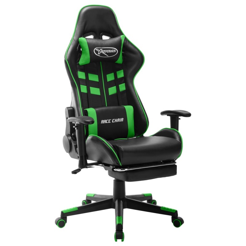 vidaXL Gaming-Stuhl mit Fußstütze Schwarz und Grün Kunstleder vidaXL Gaming-Stuhl mit Fußstütze Schwarz und Grün Kunstleder