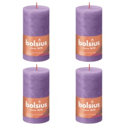 Bolsius Rustikale Stumpenkerzen Shine 4 Stk. 130x68 mm Lila