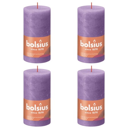 Bolsius Rustikale Stumpenkerzen Shine 4 Stk. 130x68 mm Lila