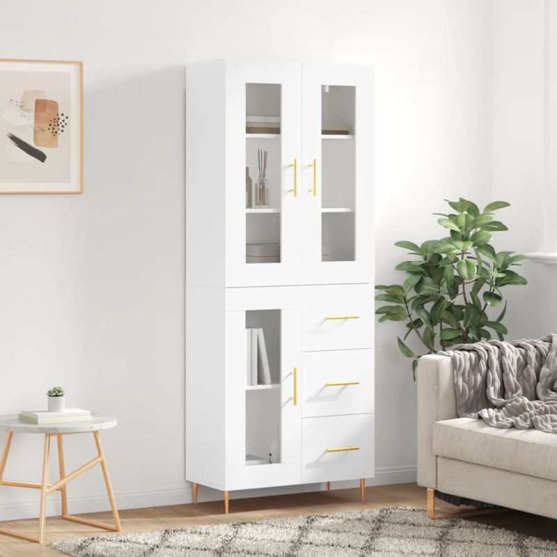 Highboard Weiß 69,5x34x180 cm Holzwerkstoff Highboard Weiß 69,5x34x180 cm Holzwerkstoff