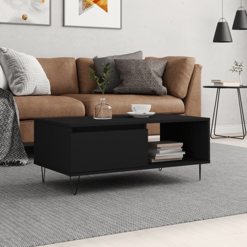 vidaXL Couchtisch Schwarz 90x50x36,5 cm Holzwerkstoff