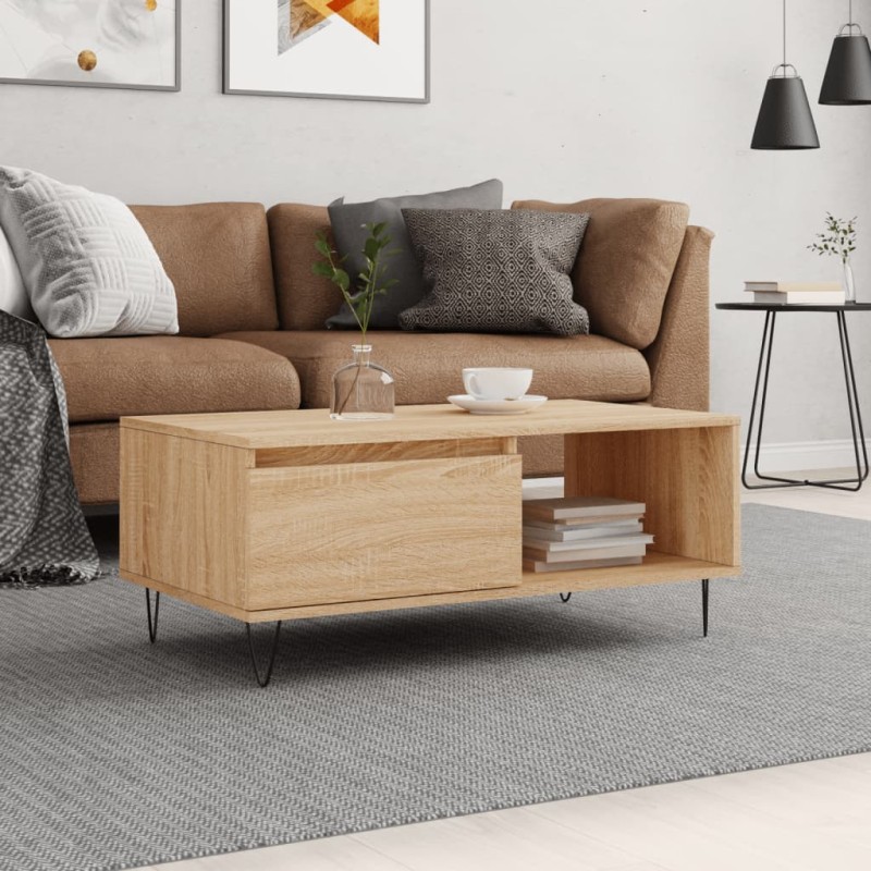 vidaXL Couchtisch Sonoma-Eiche 90x50x36,5 cm Holzwerkstoff vidaXL Couchtisch Sonoma-Eiche 90x50x36,5 cm Holzwerkstoff