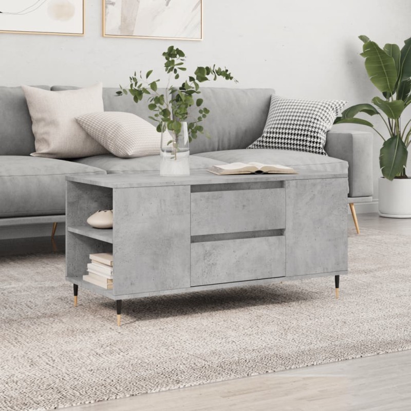 vidaXL Couchtisch Betongrau 102x44,5x50 cm Holzwerkstoff vidaXL Couchtisch Betongrau 102x44,5x50 cm Holzwerkstoff