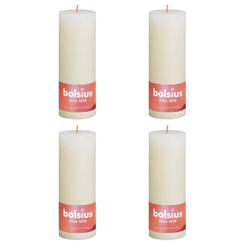 Bolsius Rustikale Stumpenkerzen Shine 4 Stk. 190x68 mm Perlenweiß Bolsius Rustikale Stumpenkerzen Shine 4 Stk. 190x68 mm Perlenweiß