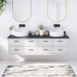 Waschtischplatte Dunkelgrau 180x50x4 cm Massivholz Behandelt