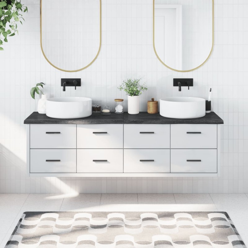 Waschtischplatte Dunkelgrau 180x50x4 cm Massivholz Behandelt Waschtischplatte Dunkelgrau 180x50x4 cm Massivholz Behandelt