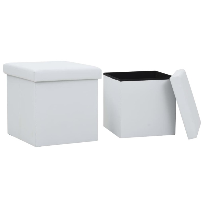 vidaXL Hocker mit Stauraum 2 Stk. Weiß Kunstleder vidaXL Hocker mit Stauraum 2 Stk. Weiß Kunstleder
