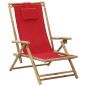 vidaXL Relaxstuhl Verstellbar Rot Bambus und Stoff vidaXL Relaxstuhl Verstellbar Rot Bambus und Stoff
