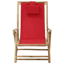 vidaXL Relaxstuhl Verstellbar Rot Bambus und Stoff