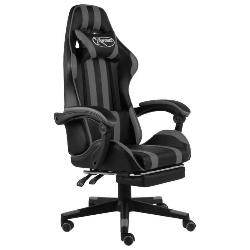 vidaXL Gaming-Stuhl mit Fußstütze Schwarz und Grau Kunstleder vidaXL Gaming-Stuhl mit Fußstütze Schwarz und Grau Kunstleder