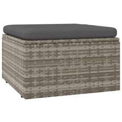 vidaXL Gartenhocker mit Kissen Grau 55x55x30 cm Poly Rattan