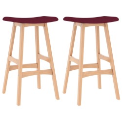 vidaXL Barhocker 2 Stk. Weinrot Stoff 