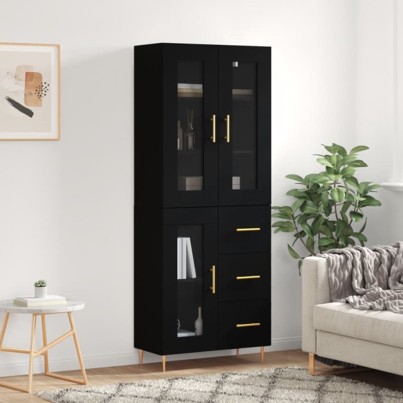 vidaXL Highboard Schwarz 69,5x34x180 cm Holzwerkstoff vidaXL Highboard Schwarz 69,5x34x180 cm Holzwerkstoff