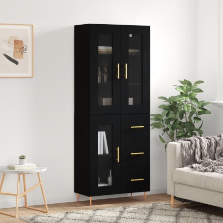 vidaXL Highboard Schwarz 69,5x34x180 cm Holzwerkstoff